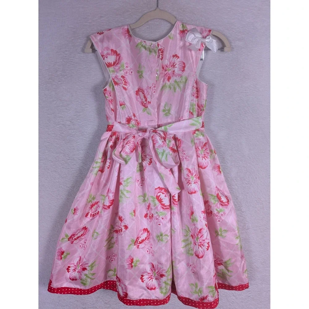 Jona Michelle Floral Dress Girl's Size 8 Pink 3D Flower Bow Back Party
